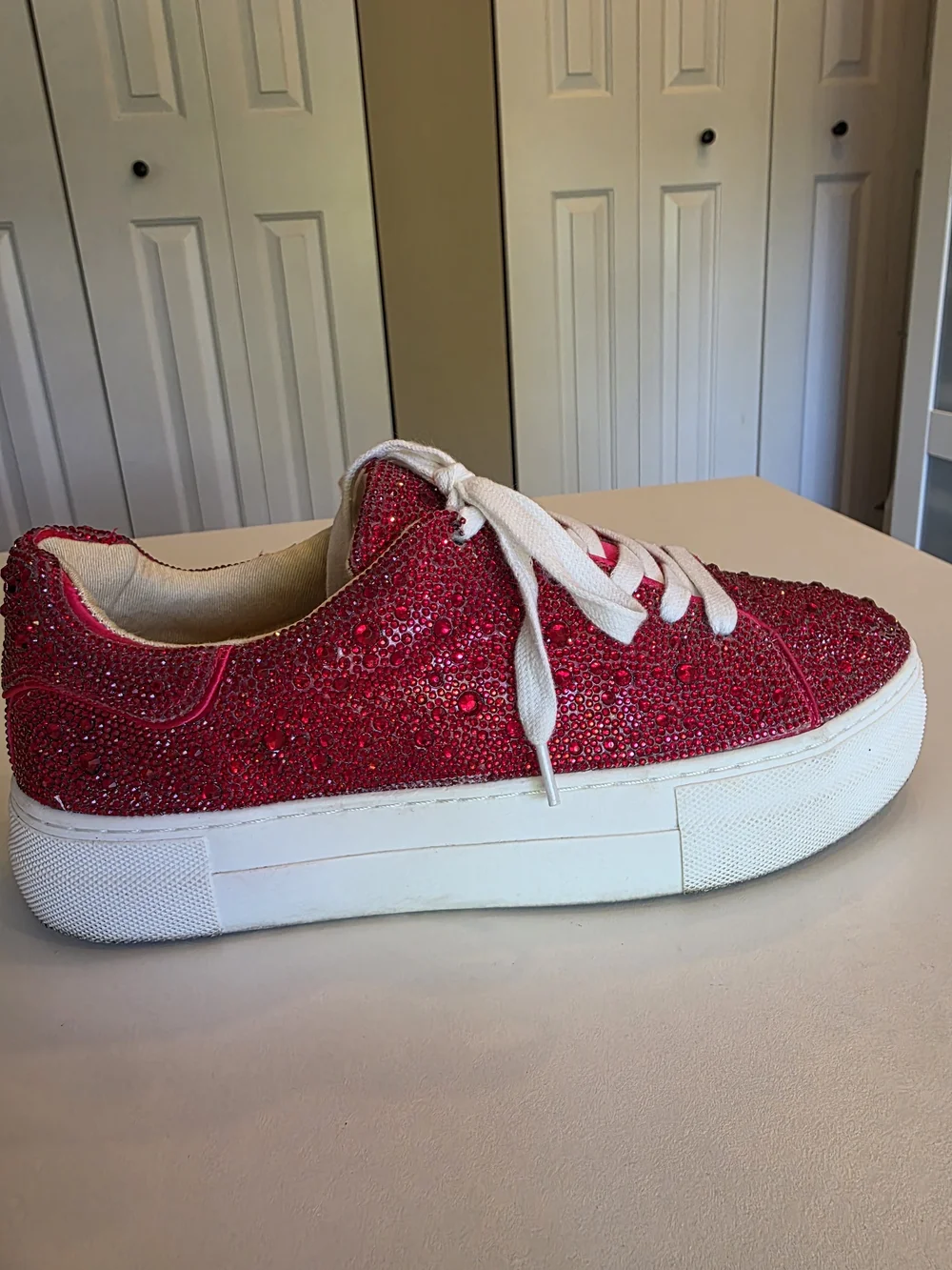 Betsey Johnson Sidny Rhinestone Platform Sneaker - Size 7.5